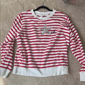 Lilly Pulitzer Ballad sweatshirt in red coastal stripe starfish. Size M